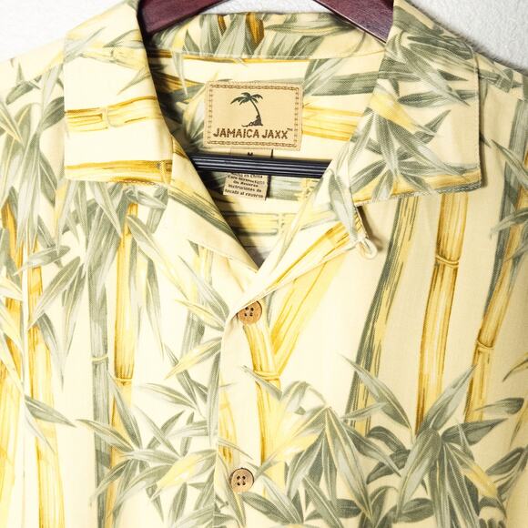 Jamaica Jaxx Men’s Button Front Shirt Yellow Green Size XL Hawaiian Jamaican - Picture 3 of 8